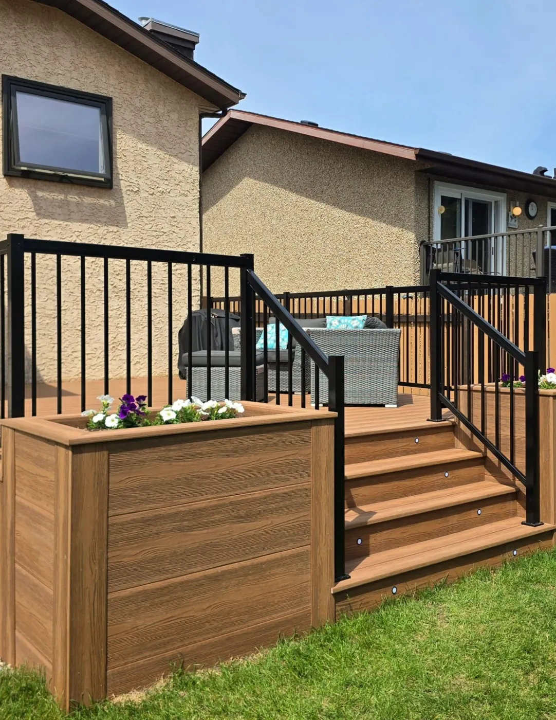Eva-Last composite deck with planters