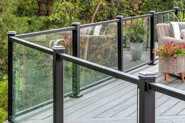 Glass railings — custom deck feature by D3 Decks & Fences, Edmonton